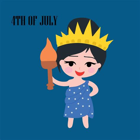 Lady American Woman Celebrate And Hold Torch On 4th Of July 8770711 Vector Art At Vecteezy