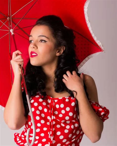 Pin Up Girl With Umbrella Beautiful Girl Pin Up Style With Umbrella