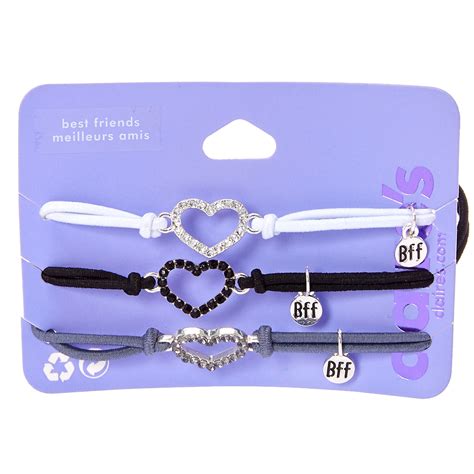 3 Pack Bff Heart Charm Bracelets Claires