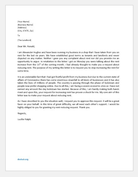 Sample Letter To Landlord Requesting Reduction In House Rent Gambaran