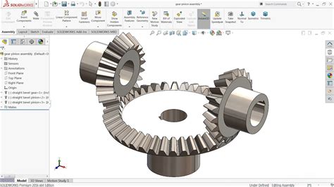 Solidworks Tutorial Bevel Gear And Pinion Mechanism In Solidworks