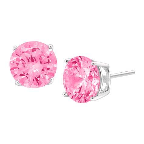 Finecraft 8mm Pink Cubic Zirconia Stud Earrings In Sterling Silver EBay