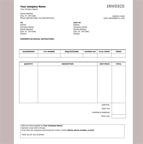 How To Make A Default Invoice Template In Word 2007 Sexiameri