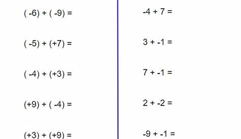 Adding Integers Worksheet (printable, online, answers, examples)