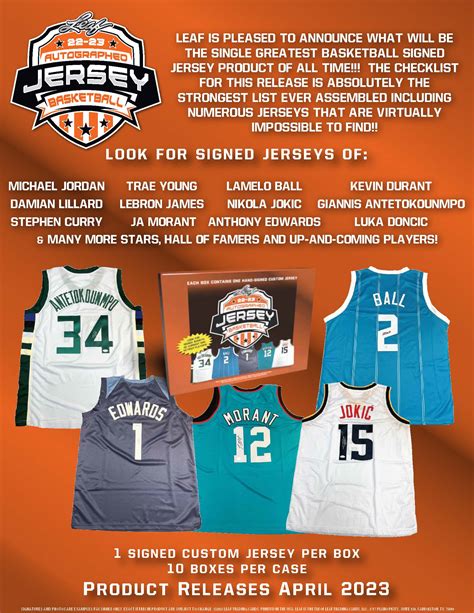 2023 Leaf Autographed Jersey Edition Basketball