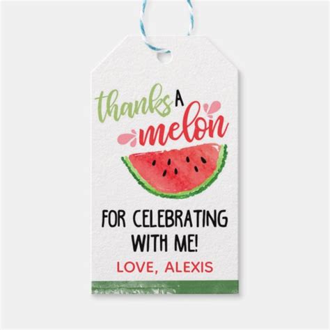 Thanks A Melon For Celebrating Favor Tag Red