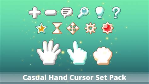 Casual Hand Cursor Set Pack Gamedev Market Hand Drawn Icons Pixel