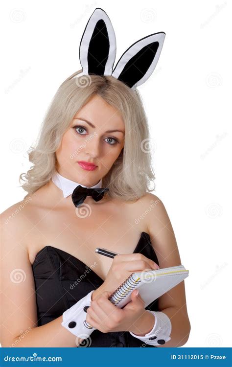Waitress In Bunny Suit Records Your Order Stock Image Image Of Order Cute 31112015