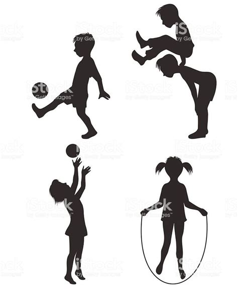 Vector Illustration Of A Playing Children Silhouette Silhouette