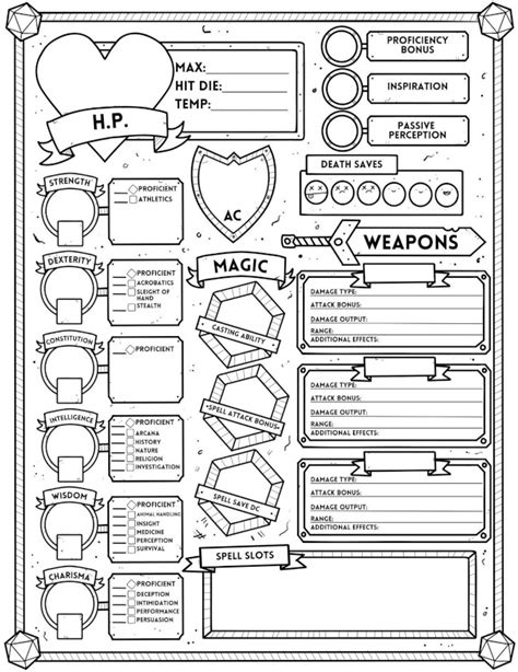 The Best Dnd Character Sheets Custom Online Printable Fillable Artofit