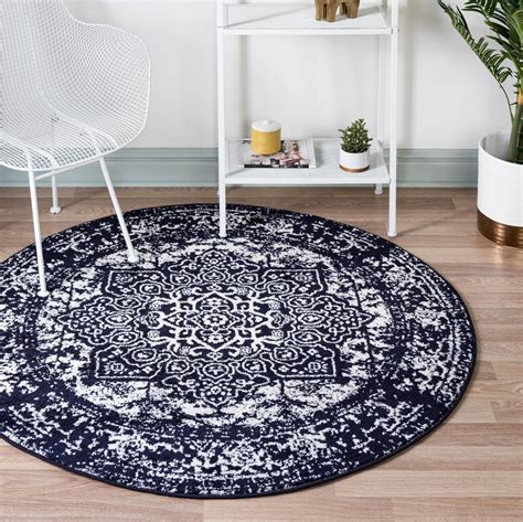 Arlington Collection Rug 8 Ft Round Navy Blue Medium Pile