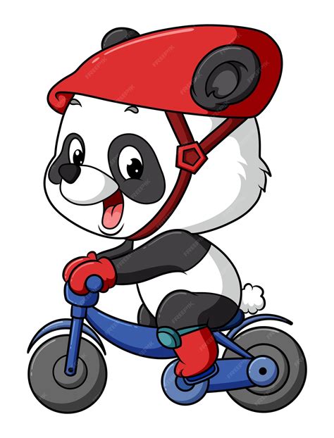Premium Vector The Sporty Panda Is Cycling With The Small Bicycle Of