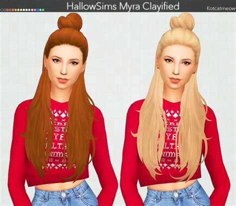 Kot Cat Hallow`s Myra Hair Clayified Sims 4 Hairs