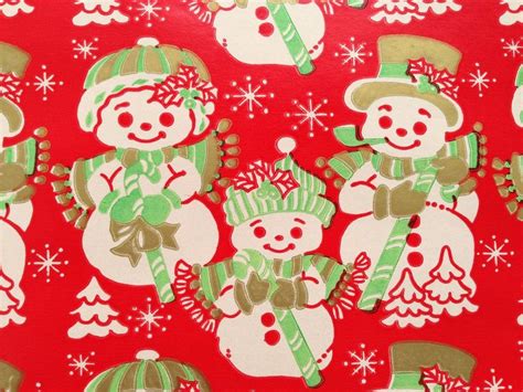 Snowman Wrapping Paper In 2020 Vintage Christmas Wrapping Paper
