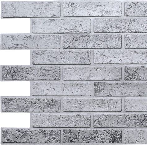 Dundee Deco Grazpg7124 Silver Faux Brick Pvc 3d Wall Panel