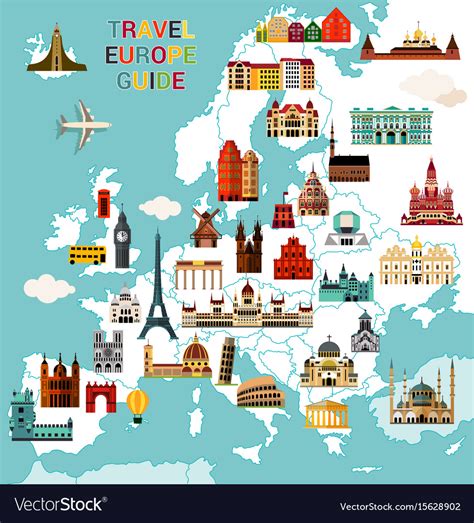 Europe Travel Map Royalty Free Vector Image Vectorstock
