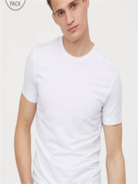 Buy Handm Men White 5 Pack T Shirts Slim Fit Lounge Tshirts For Men 10384639 Myntra