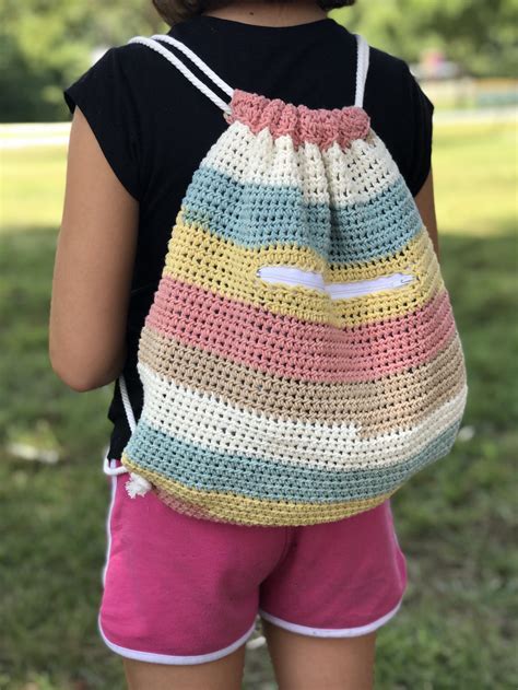 Cinch Sack Drawstring Backpack Crochet Pattern By Crochet It Creations