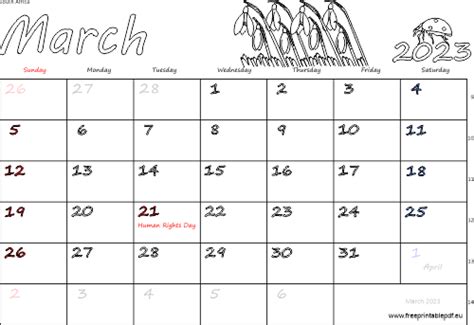 March 2023 South Africa Calendar Free Printable Pdf
