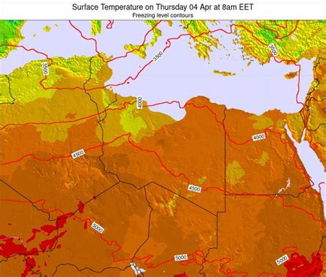 Libya Surface Temperature On Wednesday 17 Mar At 8am Eet