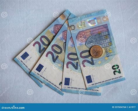 20 Euro Notes And Coins European Union Stock Photo Image Of Coin