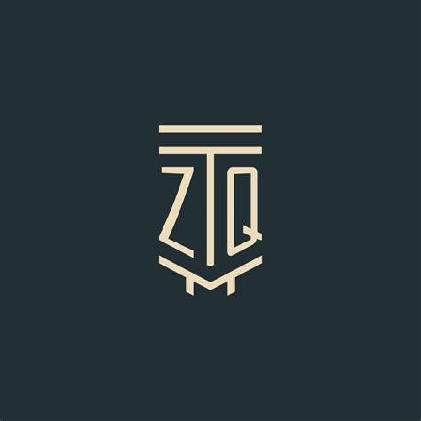 Zq Initial Monogram With Simple Line Art Pillar Logo Designs 11489141