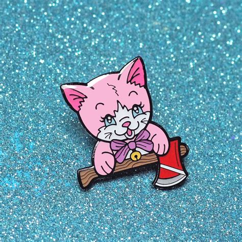 Kitten With Axe Enamel Pin Cat Pin Creepy Cute Pastel Goth
