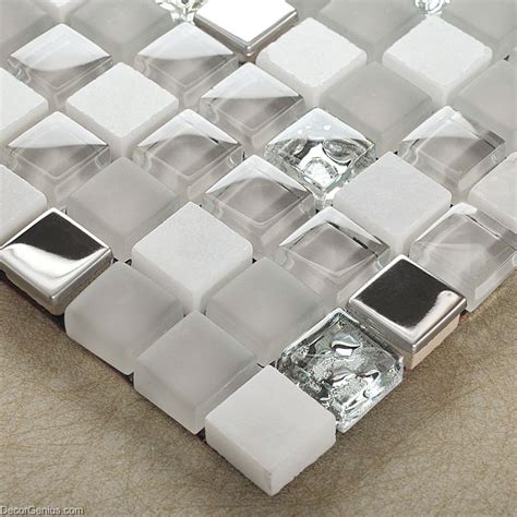 Mirror Stainless Steel Tile Metal Mixed Stone Bathroom Tiles Glass