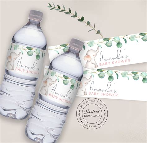 A baby shower is a way to celebrate the expected or delivered birth of a child by presenting gifts to the mother at a party, whereas other cultures host a baby shower to celebrate the transformation of woman into a here, we offer unique baby shower invitation templates that can be downloaded. Elephant Baby Shower Water Bottle Label Template Editable | Etsy in 2020 | Water bottle labels ...