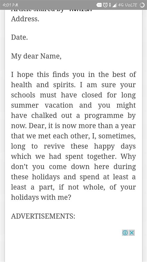 Letter To Invite Friend For Vacation Friendso