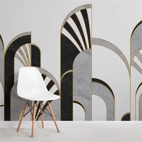 Black White And Gold Art Deco Arches Wallpaper Mural Hovia Art Deco