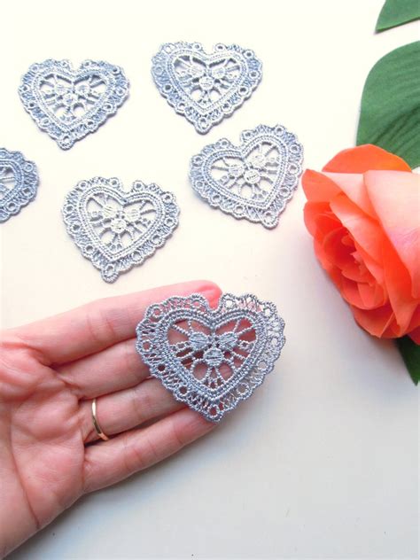 20 White Lace Hearts Embellishments Heart Appliques For Etsy