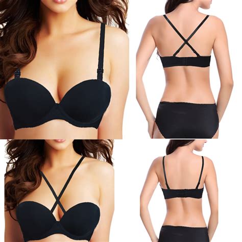 Women Push Up Strapless Bra Add 2 Cup Padded Invisible Multiway