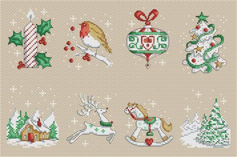 Christmas Motifs Set Cross Stitch Pattern Pdf Xsd Cross Stitch