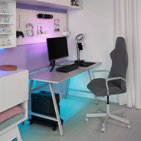 Utespelare Gaming Desk And Chair Greylight Grey Ikea