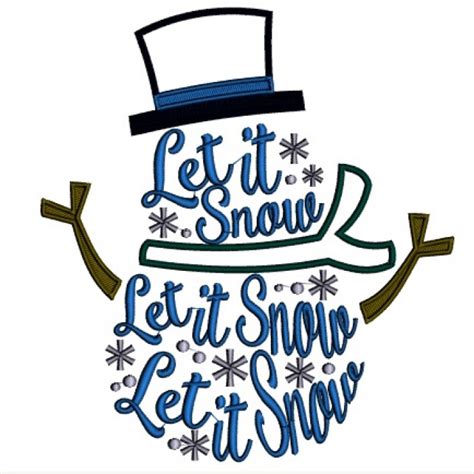 Let It Snow Snowman Christmas Applique Machine Embroidery