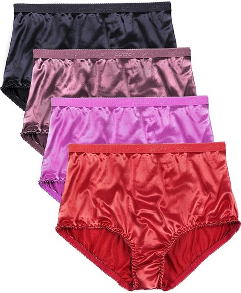 Barbra Lingerie Satin Panties S To Plus Size Womens Underwear Full Coverage Brief Multi Pack At