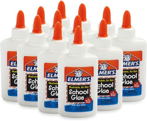 Elmers Liquid School Glue White Washable 4 Ounces 12 Count Amazon