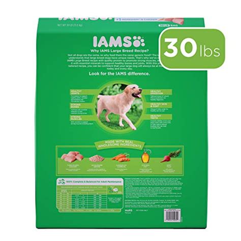 Iams Adult High Protein Large Breed Dry Dog Food With Real Chicken 30