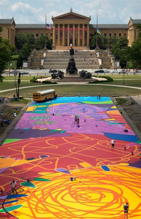 An Aerial View Of Eakins Oval And Philadelphia Art Museum Editorial