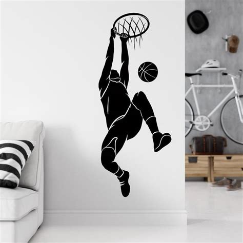 Basketball Player Silhouette Wall Sticker Basketball Wall Etsy