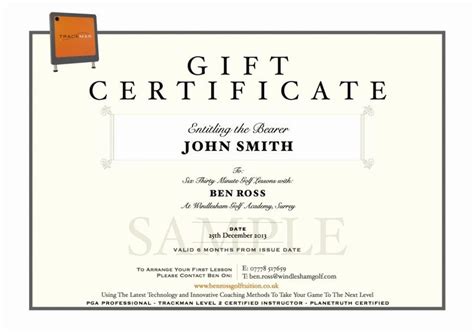 Golf lesson certificate pdf : √ 20 Golf Lesson Gift Certificate Template ™ in 2020 ...