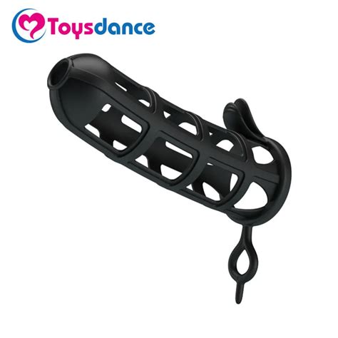 Silicone Elastic Penis Sheath For Men Hollow Design Cock Cage Time Delay Penis Ring Sleeves