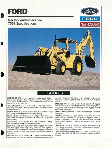 Ford Tractor Loader Backhoes 755b Brochure