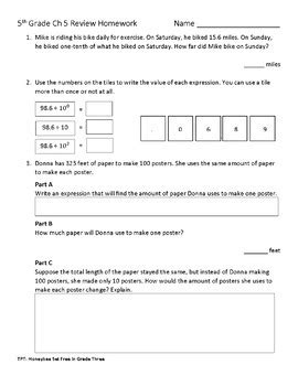 Homework go math 5th grade answer key chapter 6. Fifth Grade Go Math Chapter 5 Review Homework | TpT