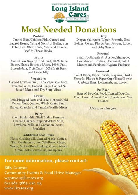 Every $10 you donate provides 11 meals! Food Drive to Benefit Long Island Cares: The Harry Chapin ...