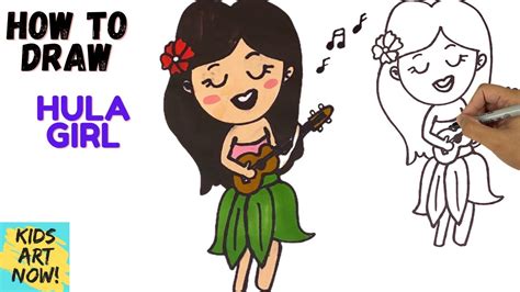 How To Draw A Hawaiian Hula Girl Youtube