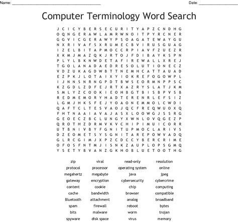 Computer Terminology Word Search Wordmint