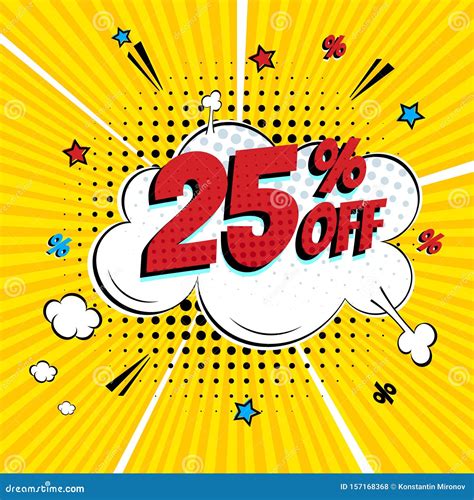 Comic Lettering 25 Percent Off Sale In The Speech Bubble Stock Vector