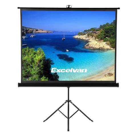 projector screen excelvan 100 diagonal 4 3 aspect ratio 1 1 gain portable pull up projector